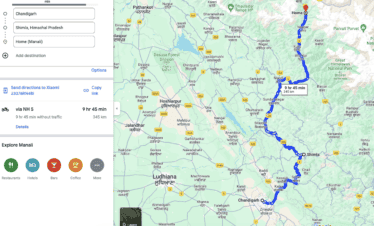 Chandigarh Shimla Manali Map